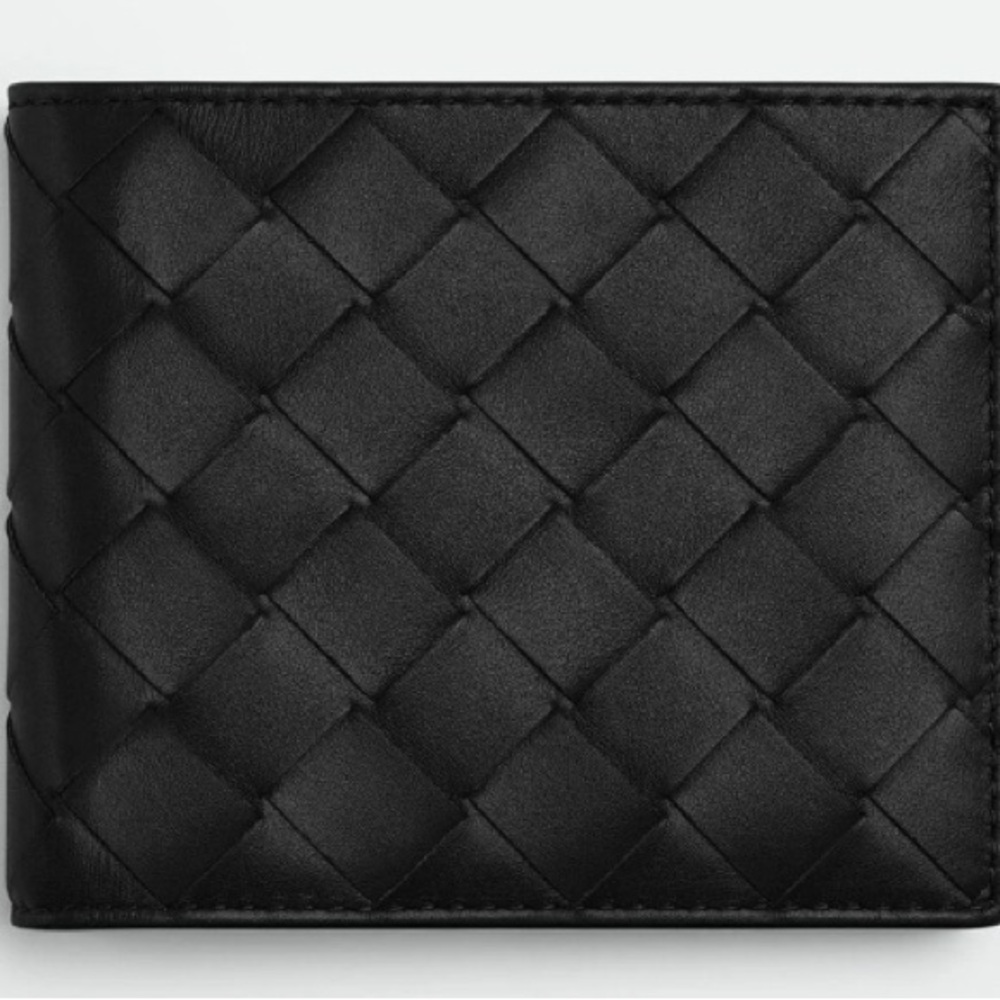 Bottega Venta Black Bi-Fold Wallet - New